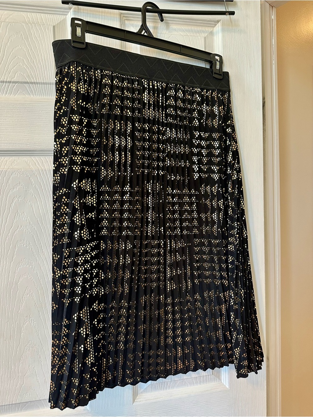 LuLaRoe Black Midi Skirt with Gold Dot Print